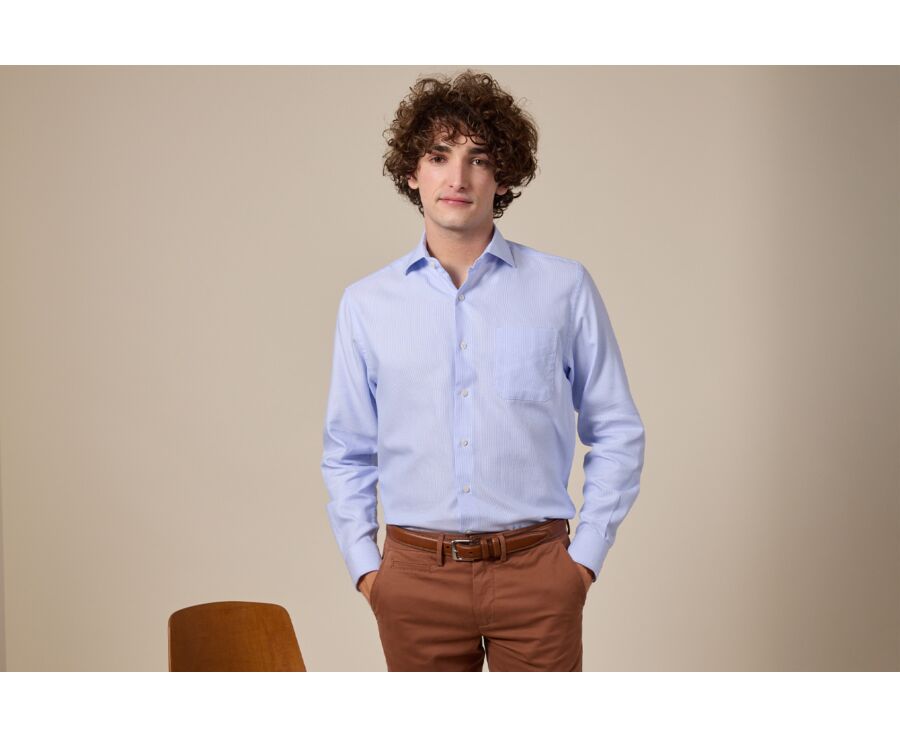 Light blue and white textured fabric shirt - SAVINO