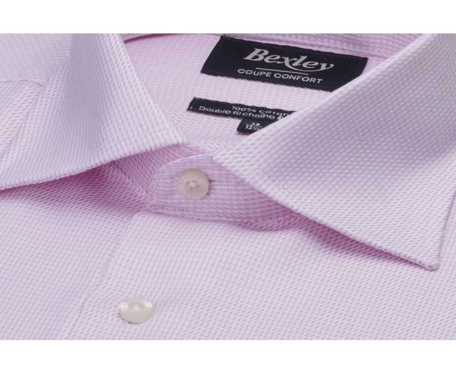 Men's textured shirt – Light pink and white stripes - SAVINO