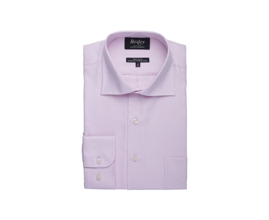 Men's textured shirt – Light pink and white stripes - SAVINO