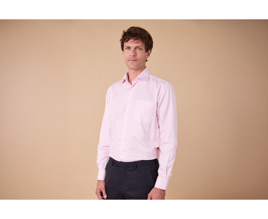 Men's textured shirt – Light pink and white stripes - SAVINO