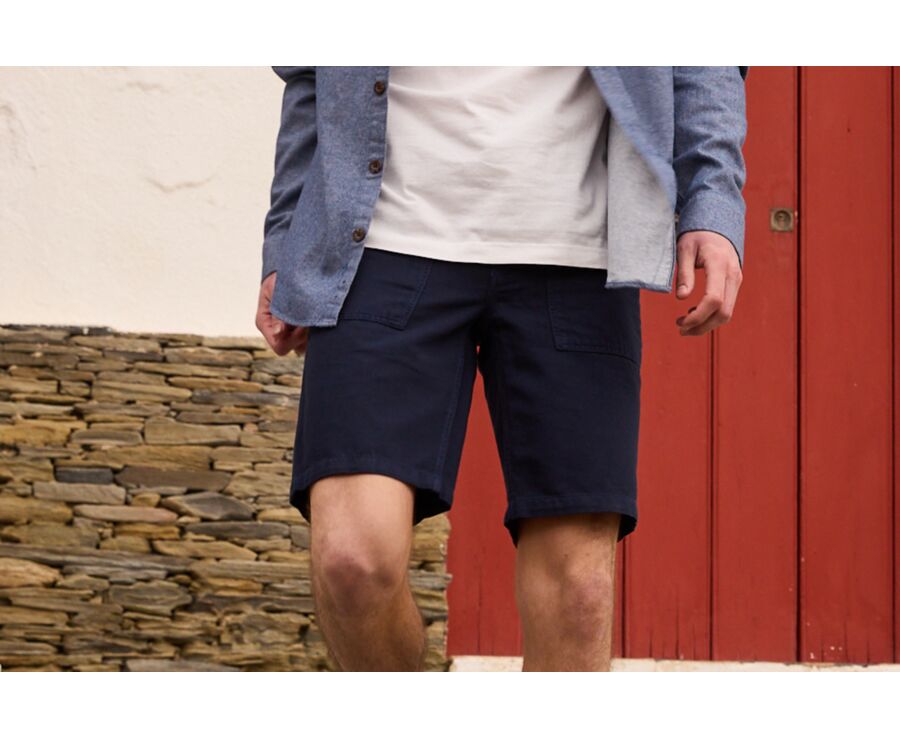 Navy Blue Bermuda Shorts - BELVIN