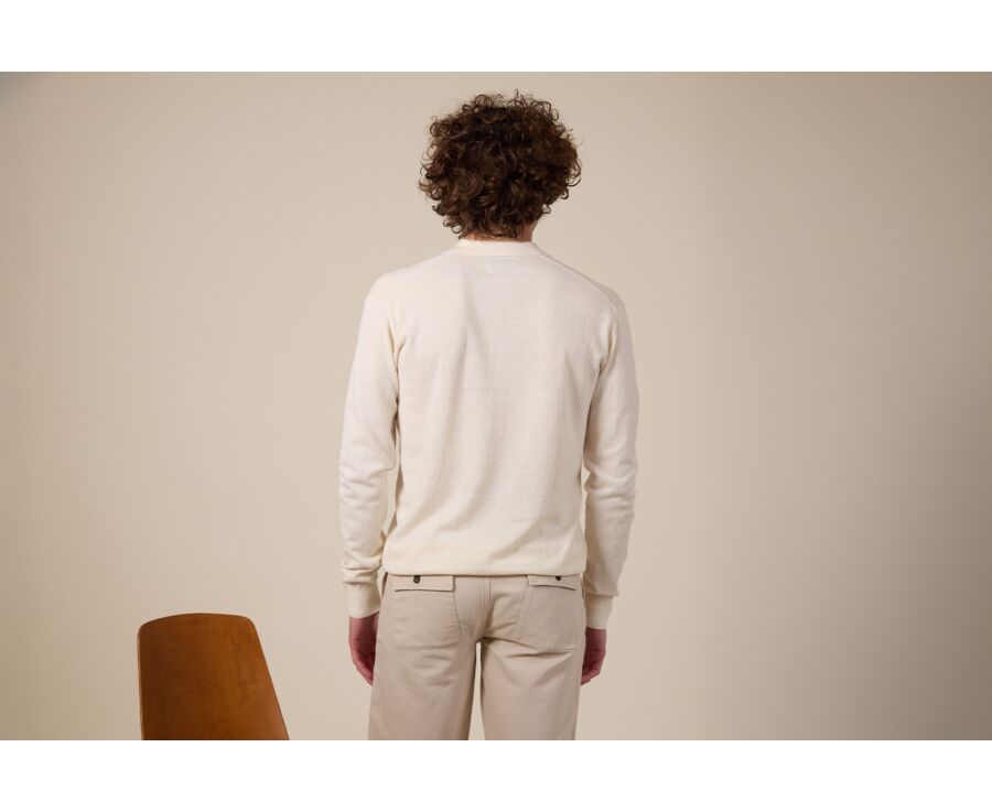 Men's Sweater with Polo Collar, String Color - BRAVLIN