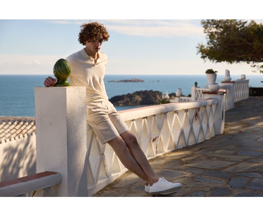 Men's Sweater with Polo Collar, String Color - BRAVLIN