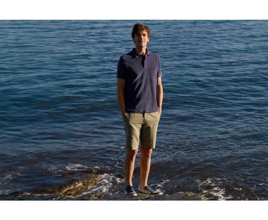 Men’s Polo Shirt Indigo - Washed Finish - ANDRIAN II