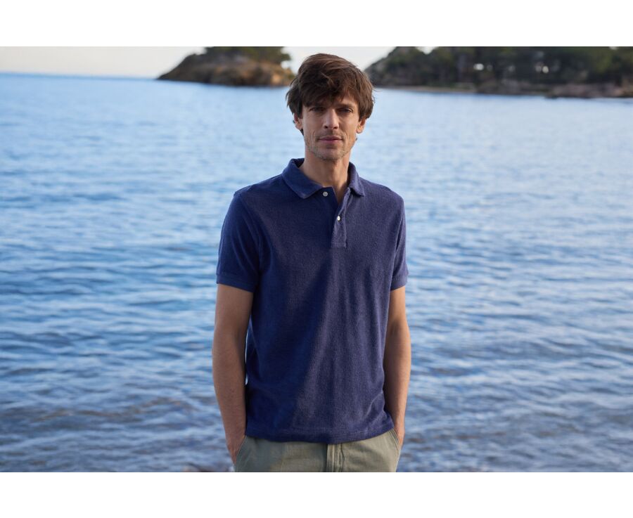 Men’s Polo Shirt Indigo - Washed Finish - ANDRIAN II