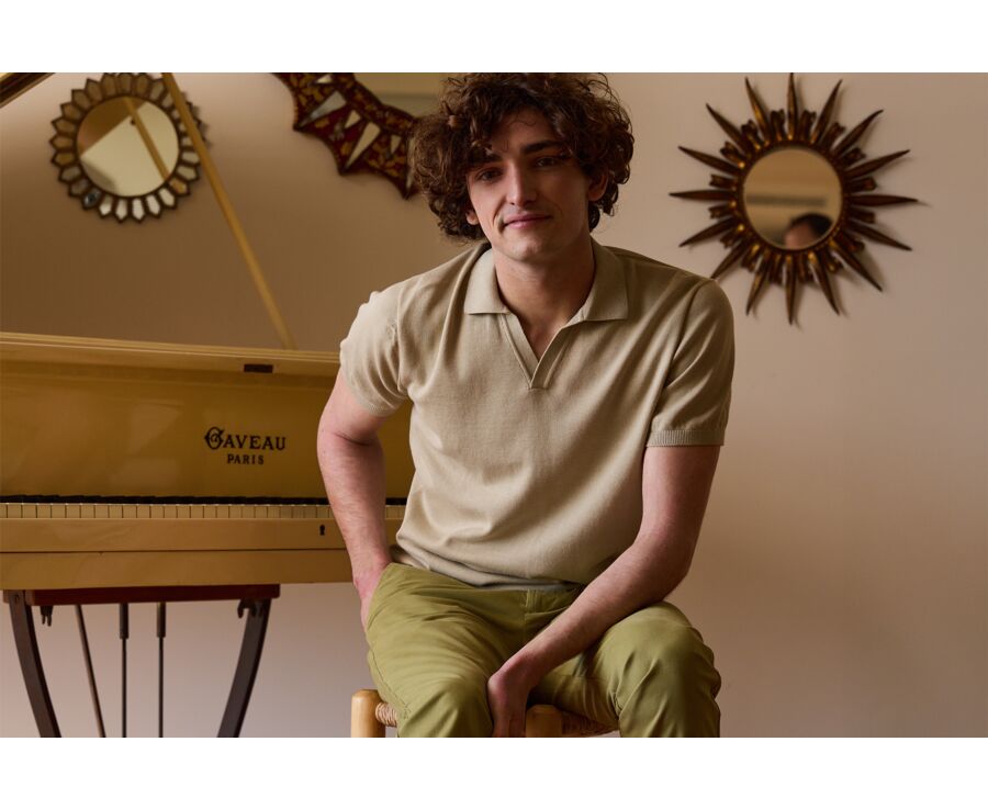 Men’s Dress Knit Polo Shirt Without Buttons String - BRAVEN