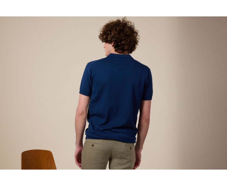 Men’s Dress Knit Polo Shirt Without Buttons Indigo - BRAVEN