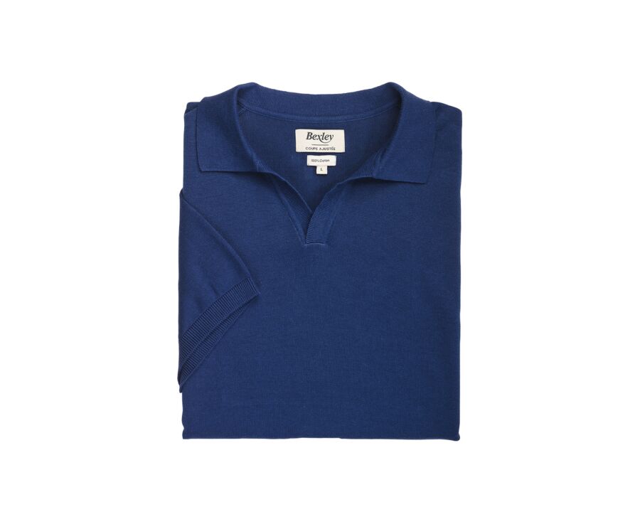 Men’s Dress Knit Polo Shirt Without Buttons Indigo - BRAVEN