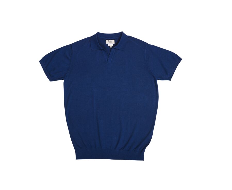 Men’s Dress Knit Polo Shirt Without Buttons Indigo - BRAVEN