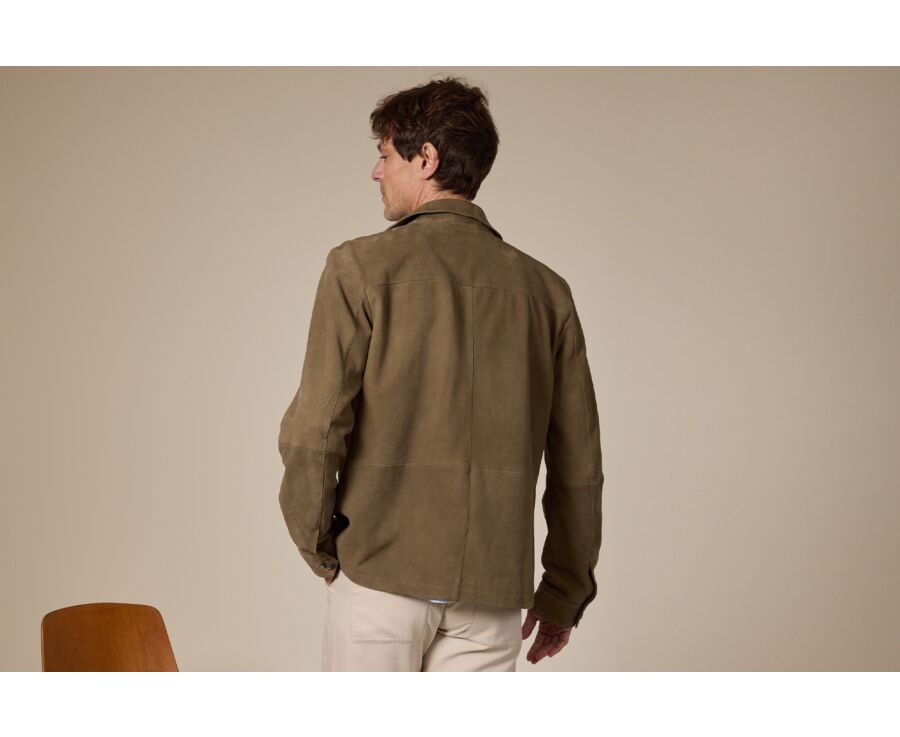Khaki Suede Men's Leather Jacket - SEDRICK