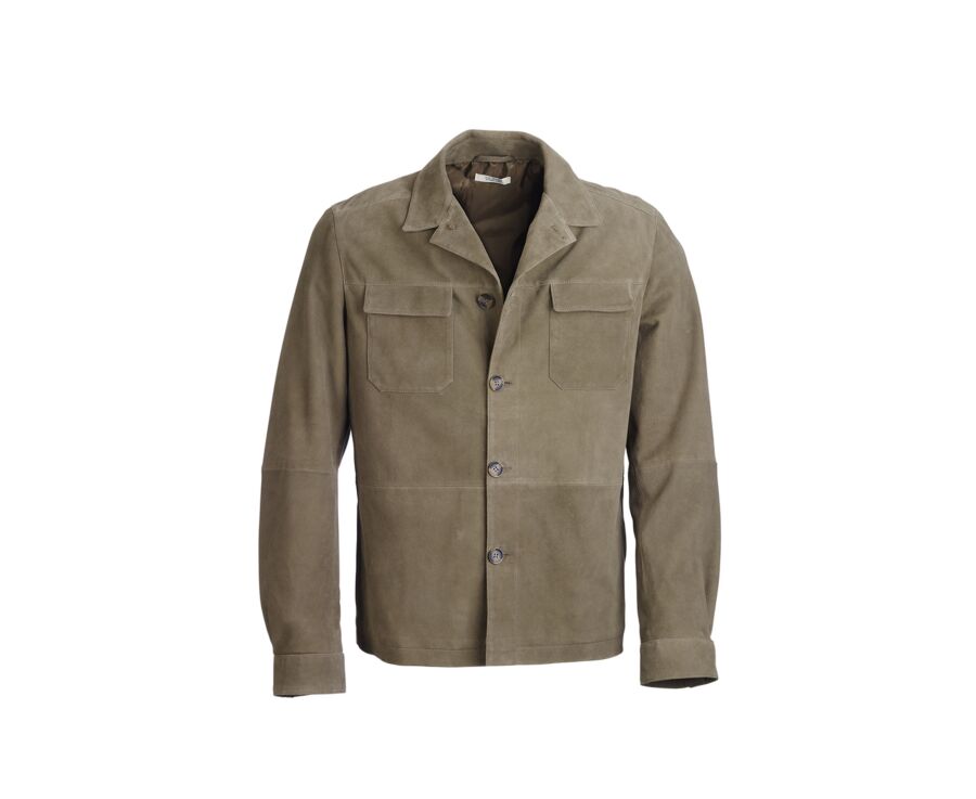 Khaki Suede Men's Leather Jacket - SEDRICK