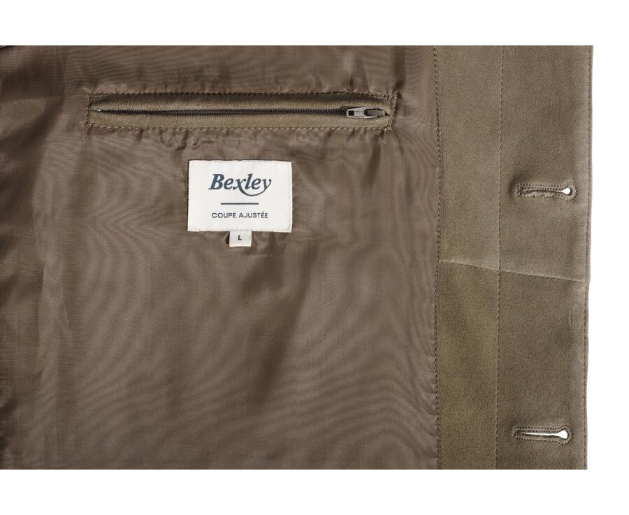 Khaki Suede Men's Leather Jacket - SEDRICK