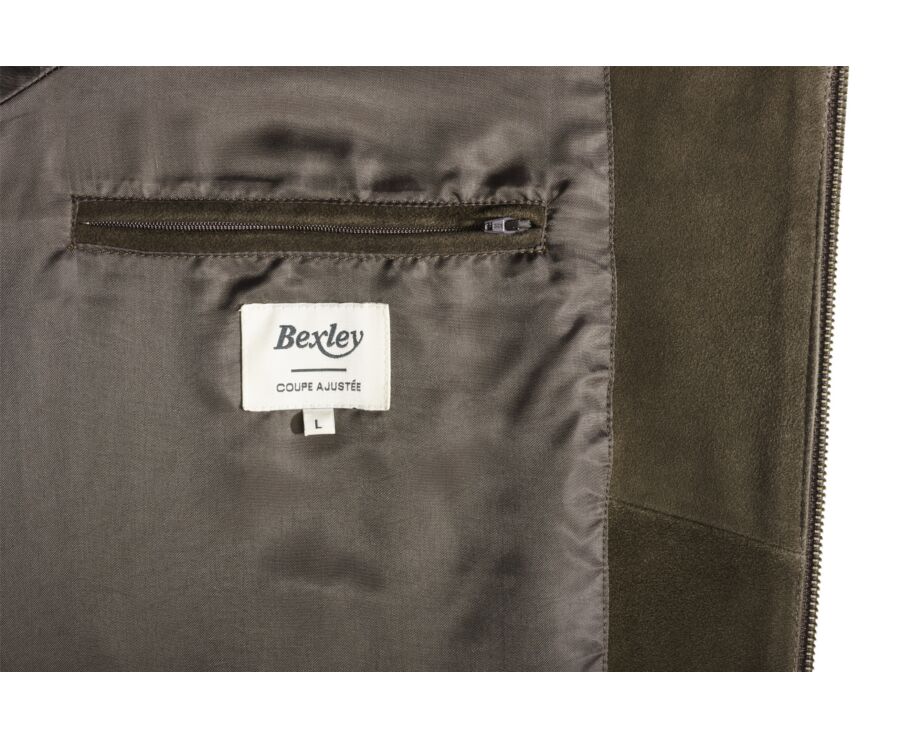 Khaki velvet jacket - 100% leather - SEAVER