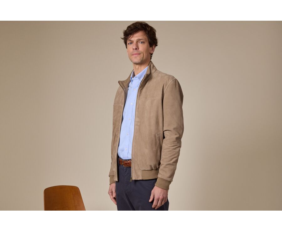 Beige suede jacket - SEAVER