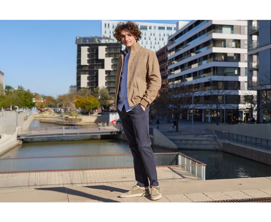 Beige suede jacket - 100% leather - SEAVER