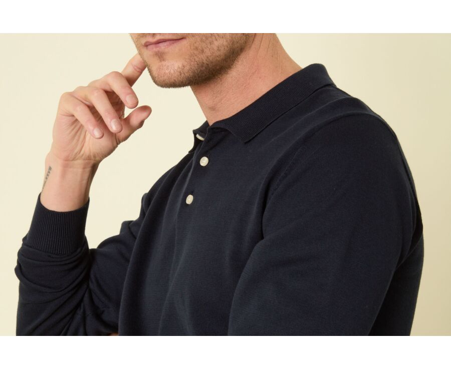 Men’s Dress Knit Pullover Navy  - Polo Collar - BRAIDEN ML