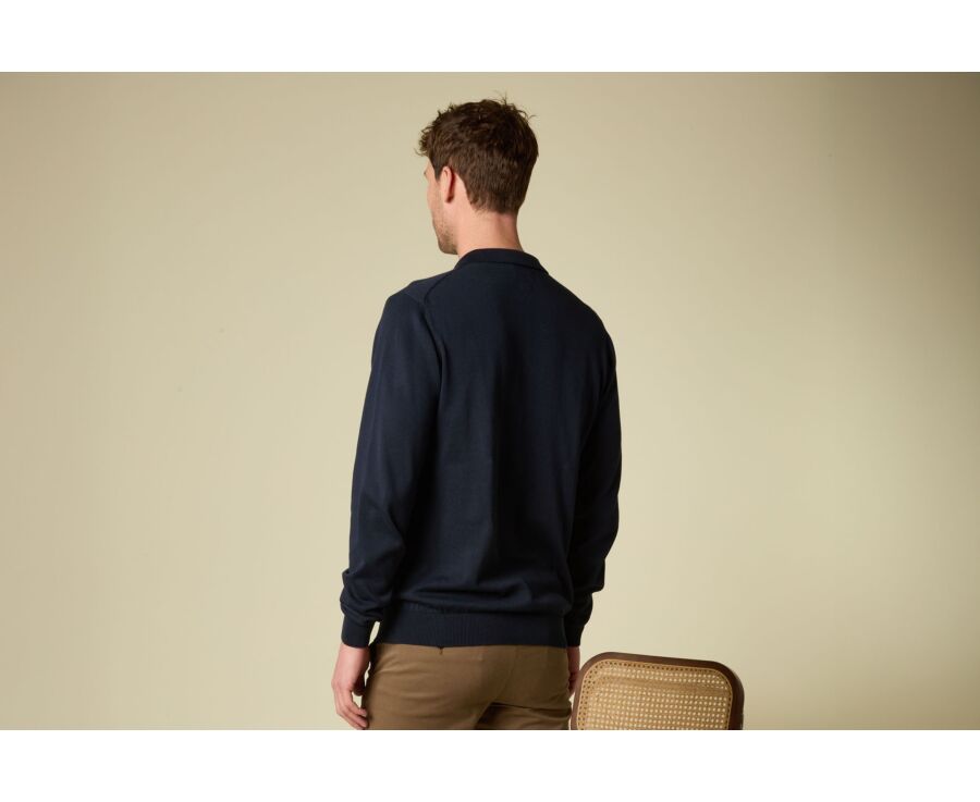 Men’s Dress Knit Pullover Navy  - Polo Collar - BRAIDEN ML