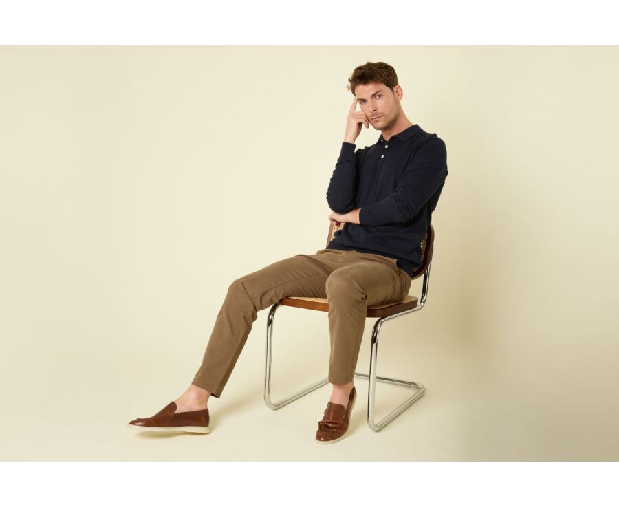 Men’s Dress Knit Pullover Navy  - Polo Collar - BRAIDEN ML