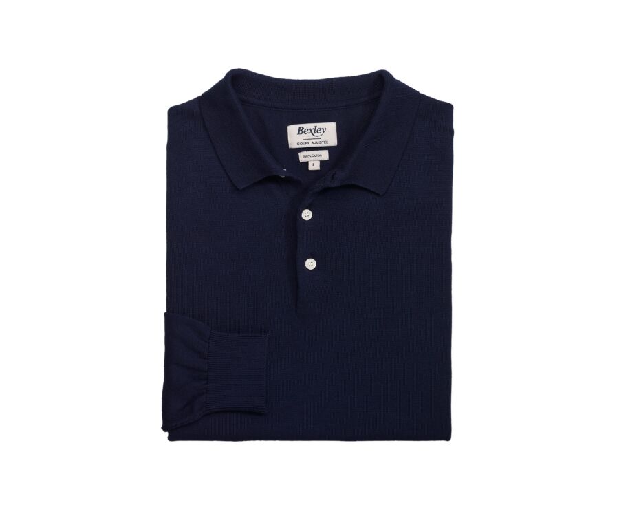 Men’s Dress Knit Pullover Navy  - Polo Collar - BRAIDEN ML