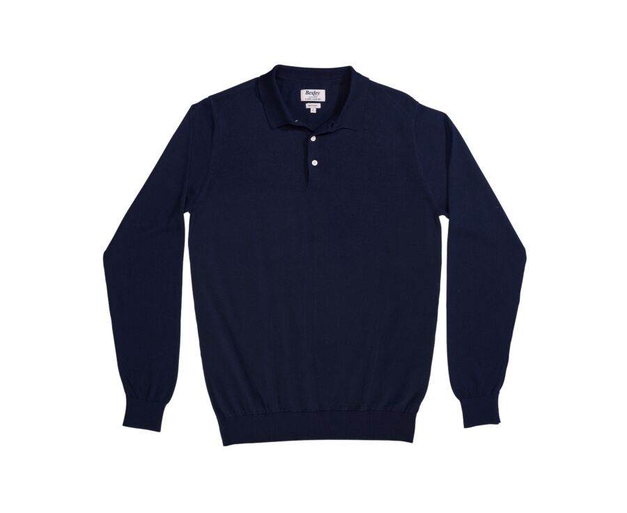 Men’s Dress Knit Pullover Navy  - Polo Collar - BRAIDEN ML