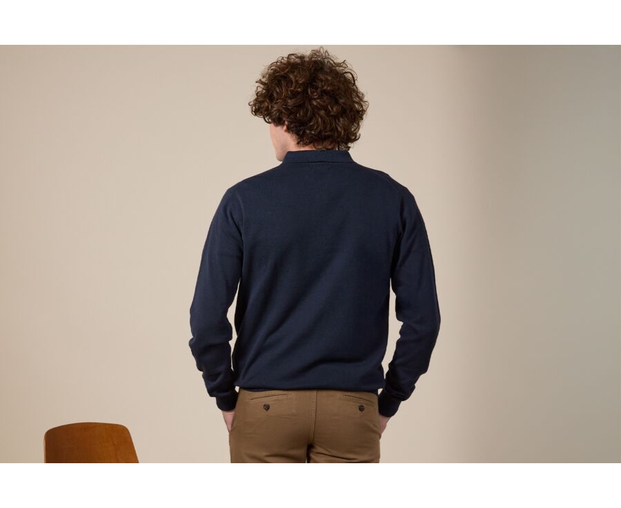 Men’s Dress Knit Pullover Prussian Blue - Polo Collar - BRAIDEN ML