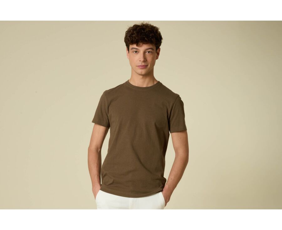 Men's T-Shirt Cotton/Linen - Olive - ENIAS