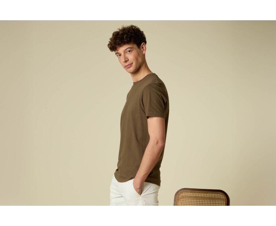 Men's T-Shirt Cotton/Linen - Olive - ENIAS