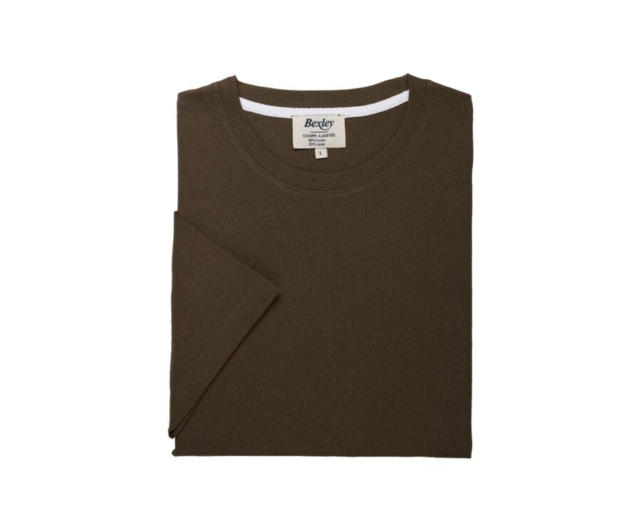 Men's T-Shirt Cotton/Linen - Olive - ENIAS