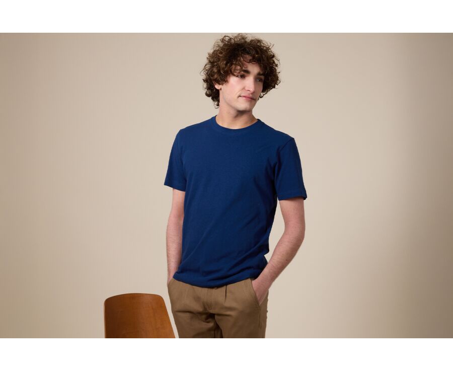 Men's T-Shirt Cotton/Linen - Indigo - ENIAS
