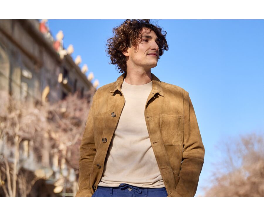 Men's T-Shirt Cotton/Linen Greige - ENIAS