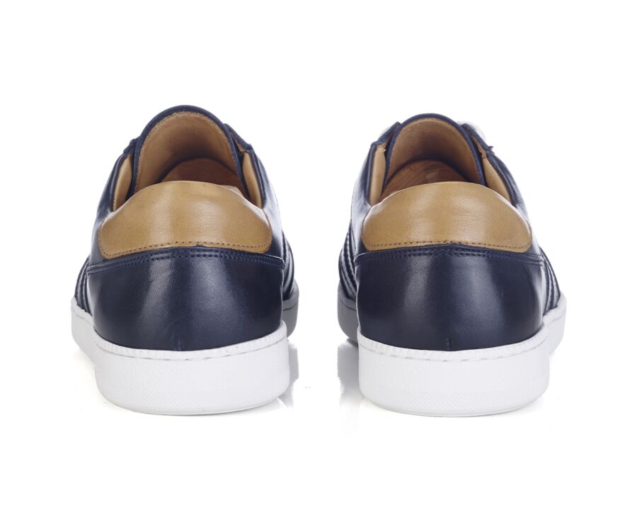 Men's Navy Leather Trainers - VERONA