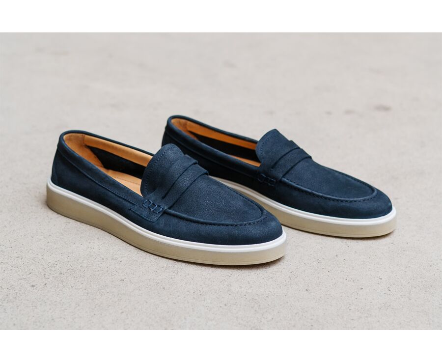 Navy Nubuck Men's loafers - BOKEELA