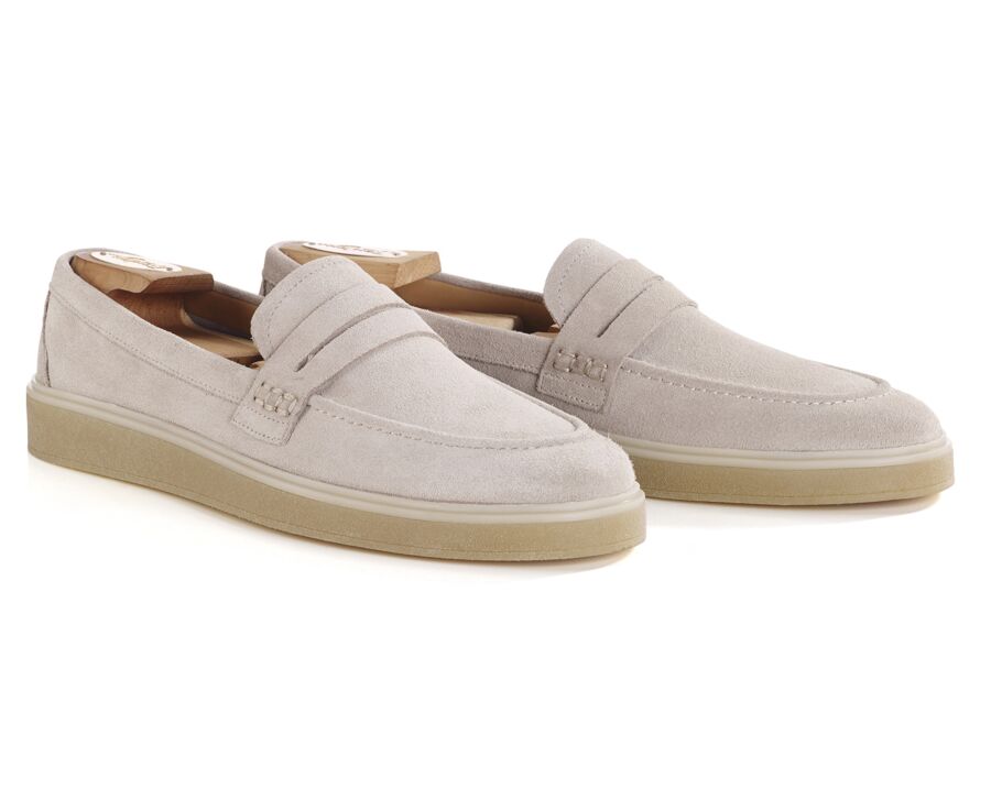 Greige Suede  Men's loafers - BOKEELA