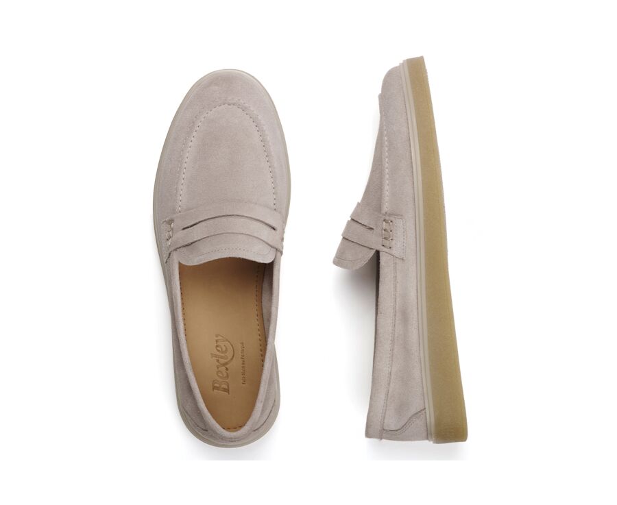Greige Suede  Men's loafers - BOKEELA