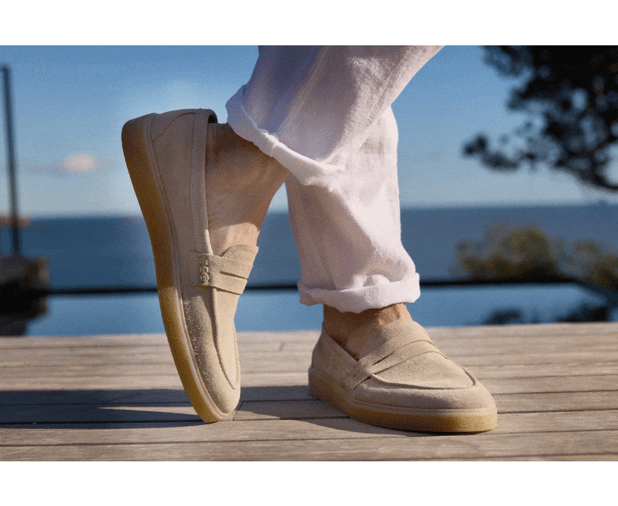 Greige Suede  Men's loafers - BOKEELA