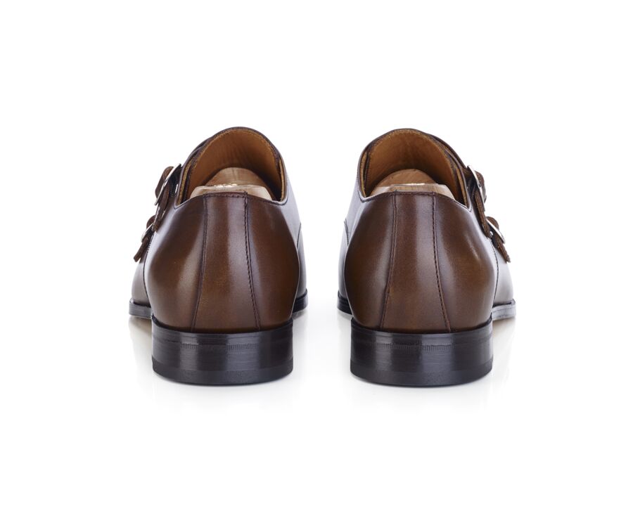 Men’s Double Monk Strap Shoes Caramel Patina - CHEWTON