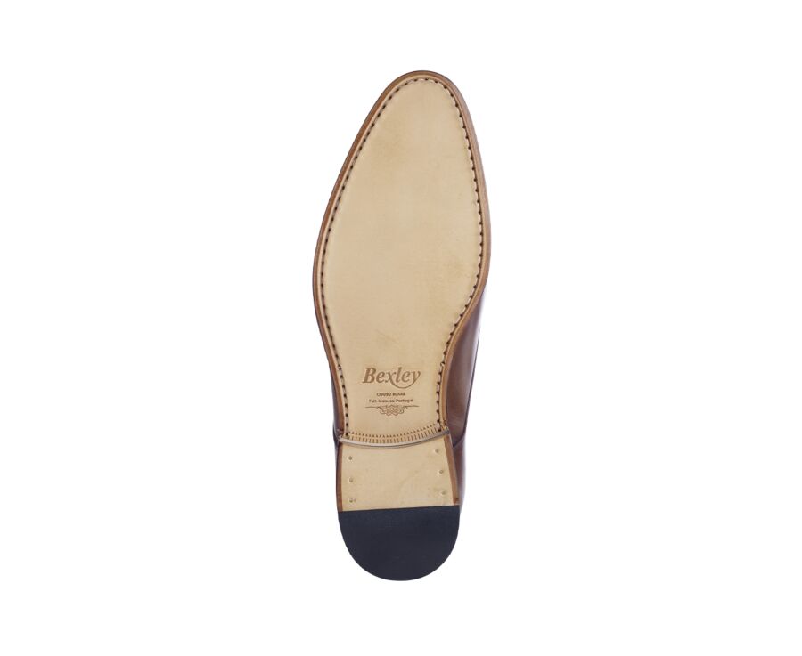 Men’s Double Monk Strap Shoes Caramel Patina - CHEWTON