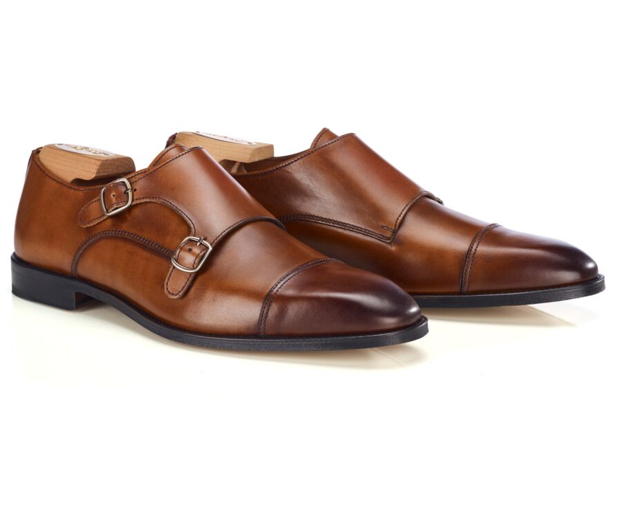 Men’s Double Monk Strap Shoes Patina Gold - LANGFORD