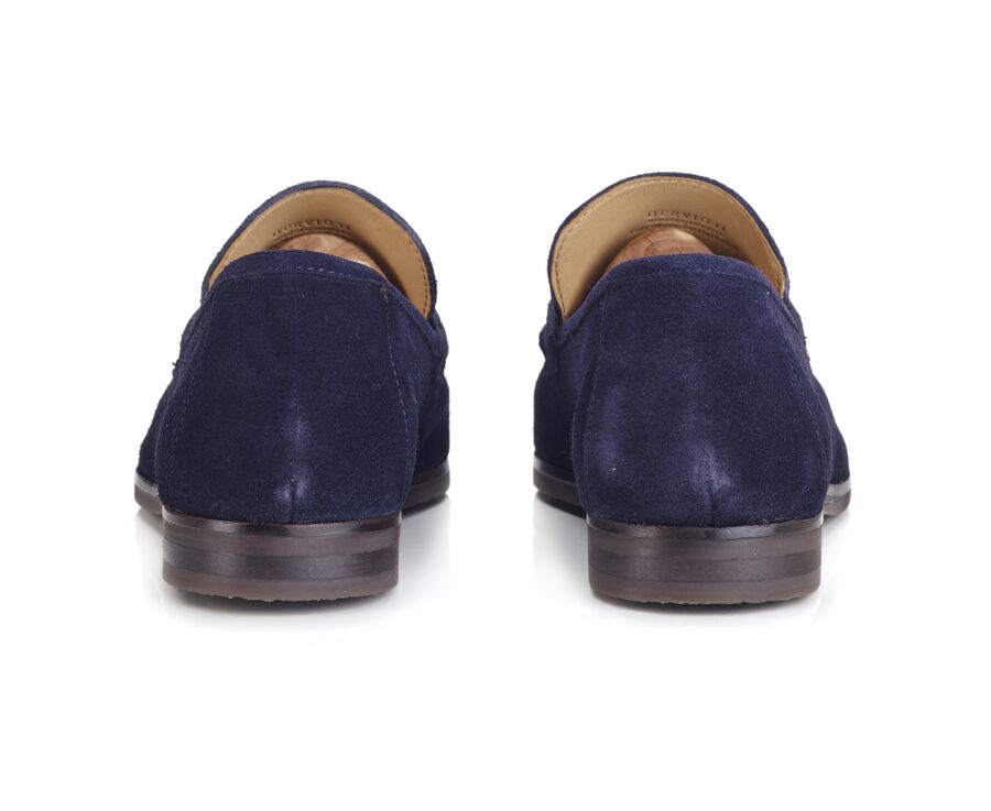 Navy Suede Men's penny loafers - Rubber Outsole - DERVIO II GOMME