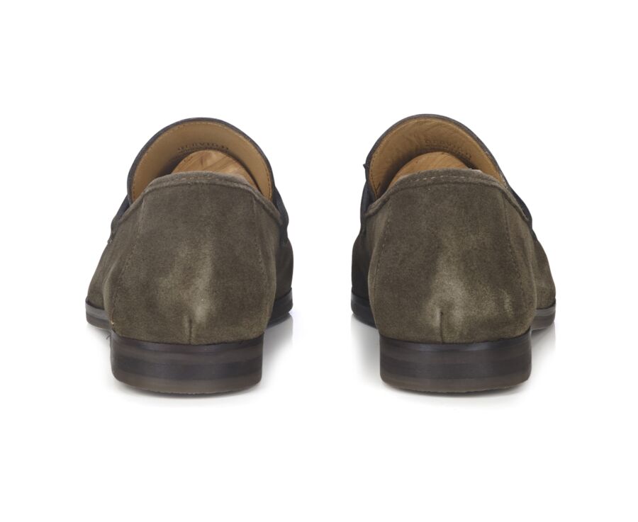 Khaki Suede Men's penny loafers - Rubber Outsole - DERVIO II GOMME