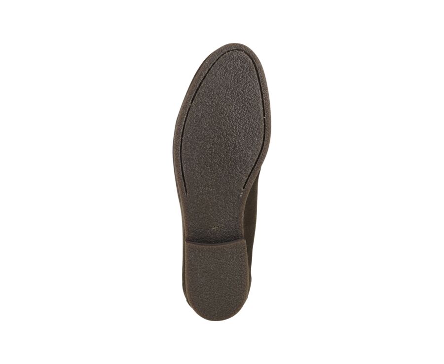 Khaki Suede Men's penny loafers - Rubber Outsole - DERVIO II GOMME