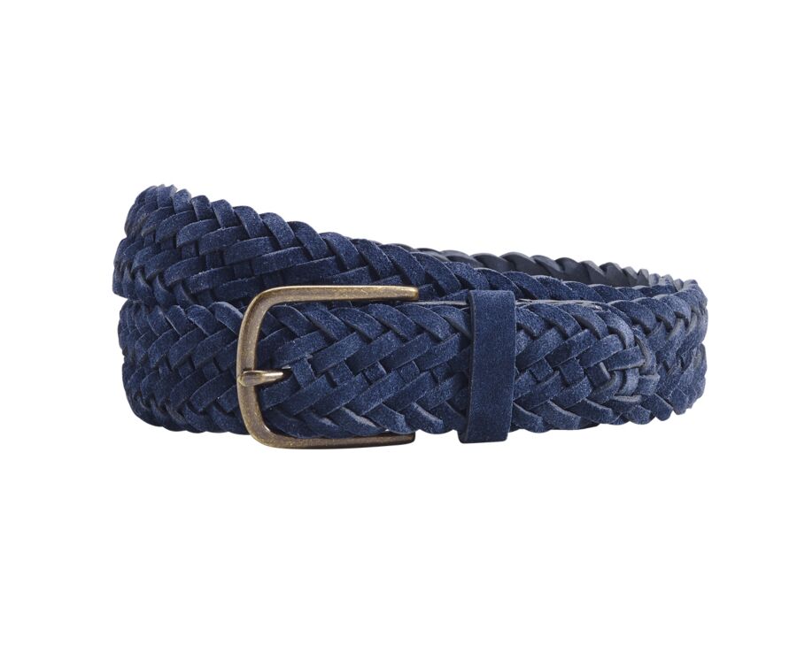 Men's braided velvet belt in navy - NORTHGATE