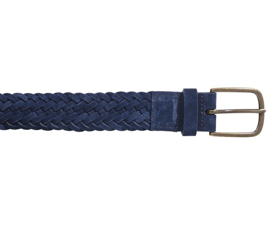 Men's braided velvet belt in navy - NORTHGATE