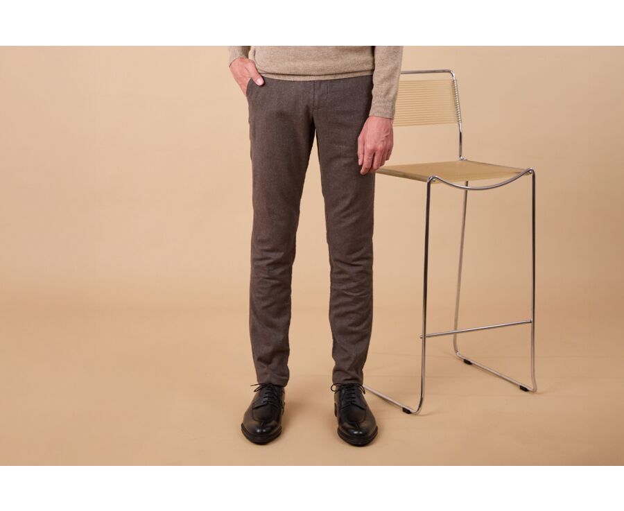 Men's Chino Trousers – Heather Chocolate - NEIL