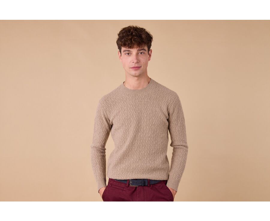 Crew neck pullover - Taupe Melange - CONLEY