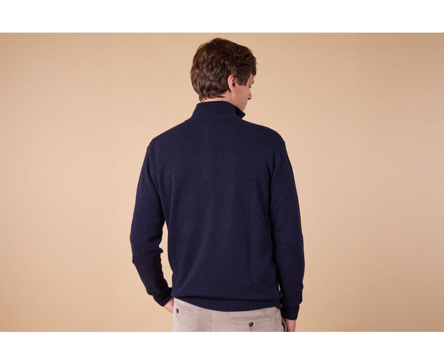 Mottled  Hazelnut and Navy half-zip wool jumper - KEYDEN II