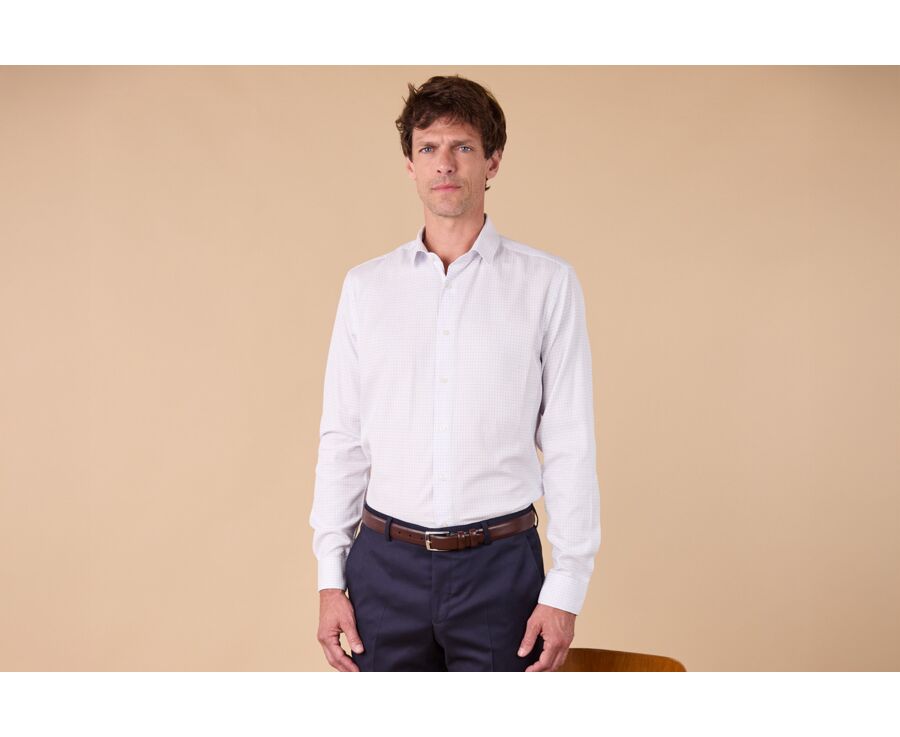 Twill Shirt for Men – Blue & White Checks - DORIMOND CLASSIC