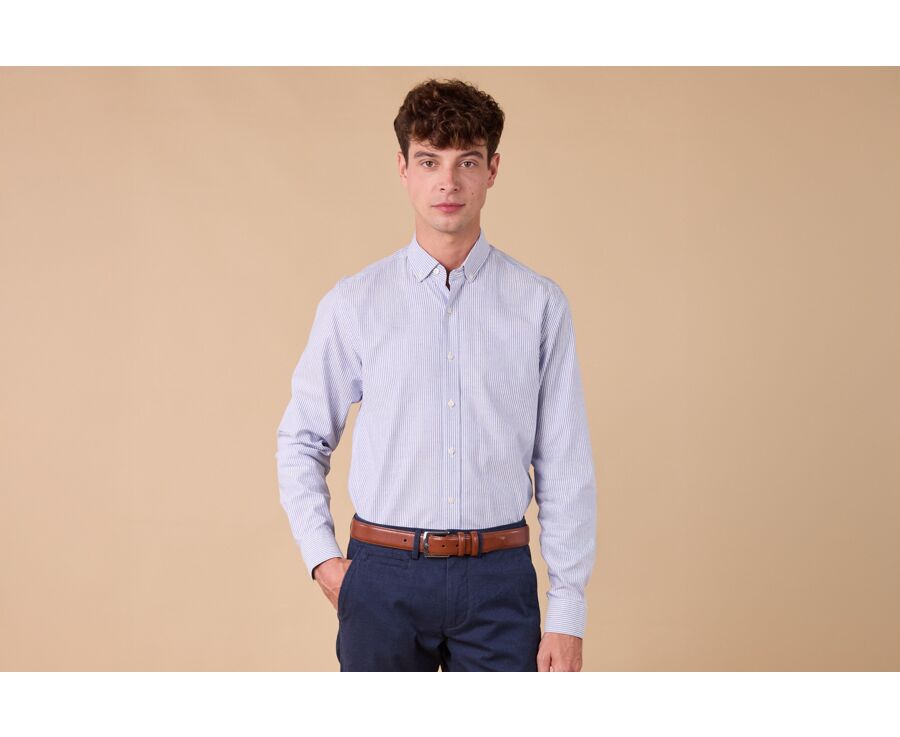 Oxford Shirt for Men – Navy & White, American collar - BRADFORD III