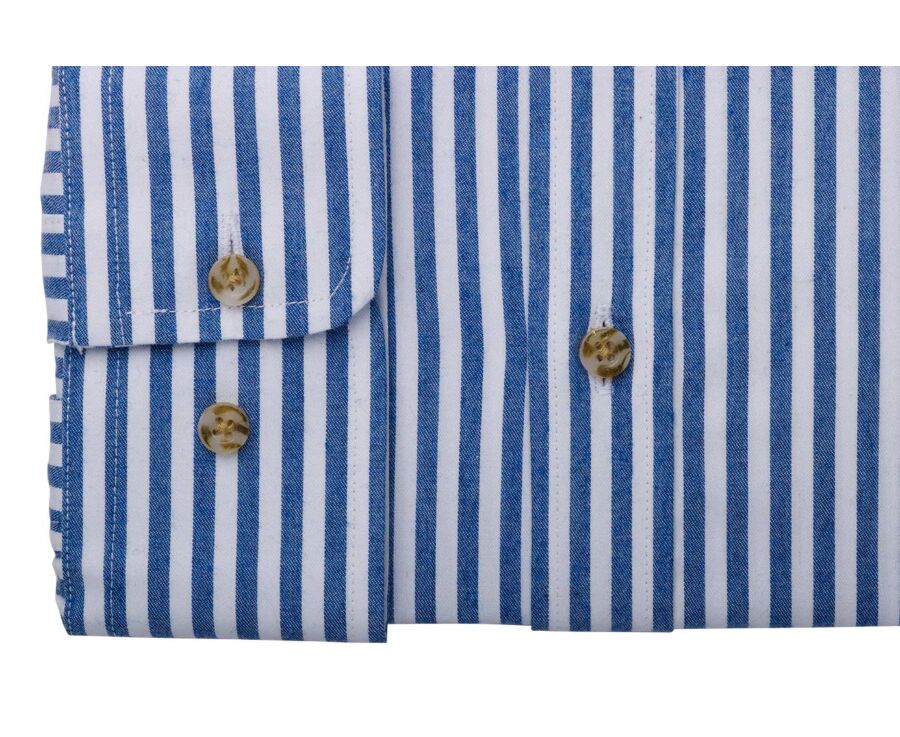 Flannel shirt for Men – Ecru and blue stripes - SIMION II