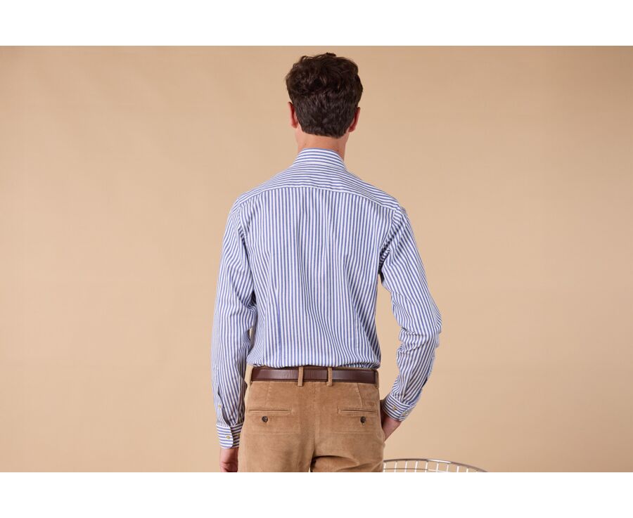 Flannel shirt for Men – Ecru and blue stripes - SIMION II